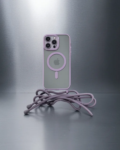 Apple İphone 13 Pro Max Kılıf Divo Lazer Askılı Magsafe Kapak - Lila