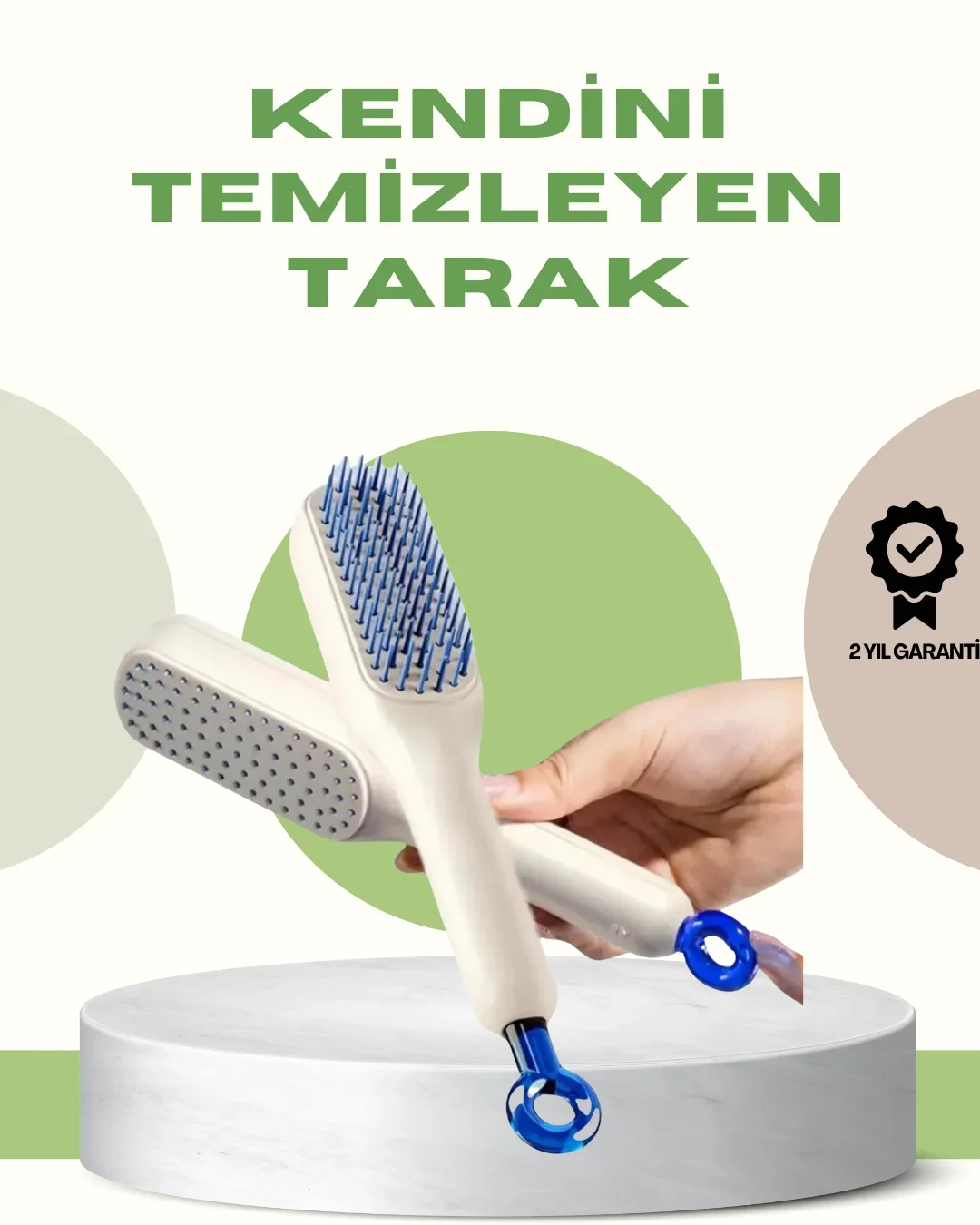 Anti-Statik Saç Tarağı – Kolay Tezlenebilir, Silikon Masaj Uçlu, Kompakt Boyut