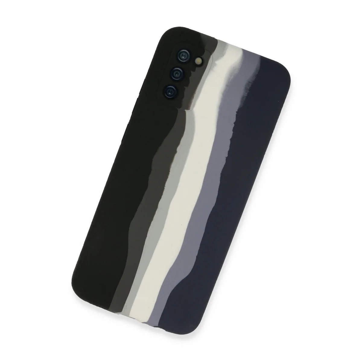 Samsung Galaxy A03s Kılıf Ebruli Lansman Silikon - Siyah-lacivert görsel 2
