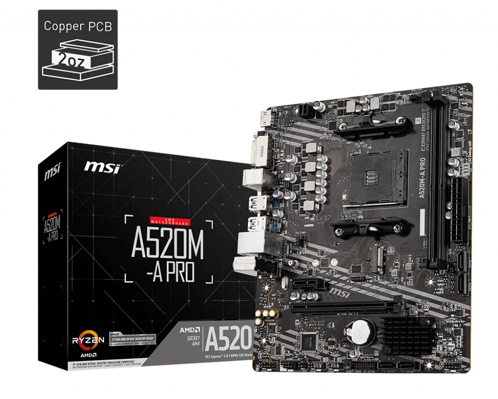 A520M-A Pro DDR4 4600MHZ 1XHDMI 1XDVI 1XM.2 Usb 3.2 Matx AM4 ( AM4 5000/4000/3000 Serileri İle Uyumlu)