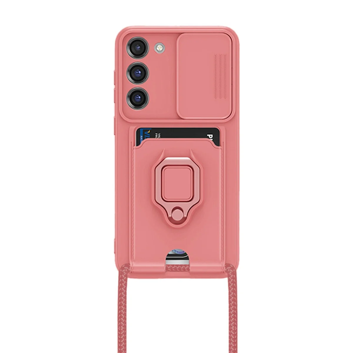 Samsung Galaxy S24 Plus Kılıf Zuma Kartvizitli Yüzüklü Silikon - Pembe görsel 2