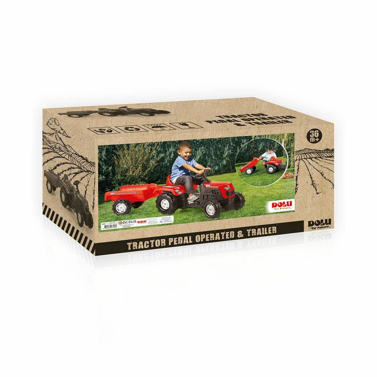 8146 Oyuncak Romorklu Traktor Kırmızı görsel 2