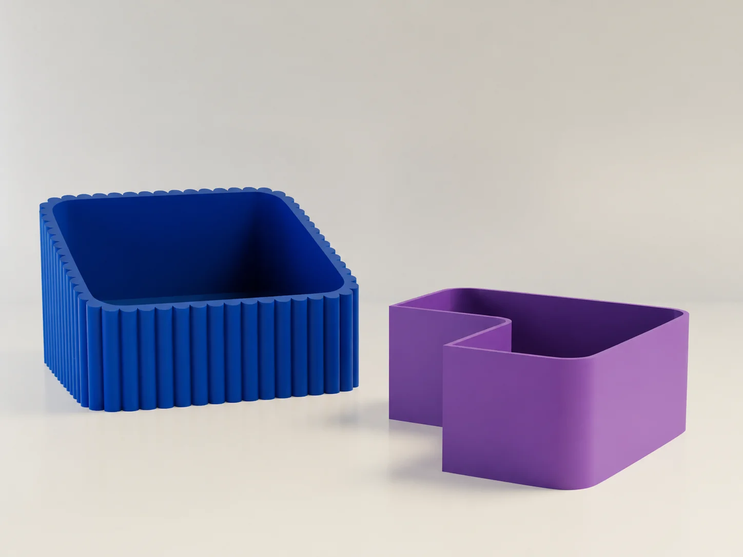 3D Baskı Fıstık Kasesi - Çift Hazneli Kabuk Ayırıcı Sunum Kasesi - Mavi Mor görsel 2