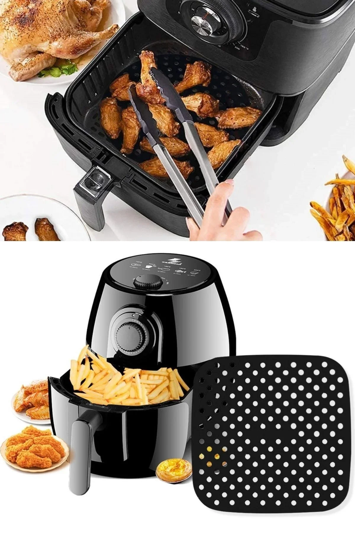 Renkli Isıya Dayanıklı Yıkanılabilir Silikon Fırın Ve Airfryer Kare Pişirme Matı 21,5 Cm görsel 3