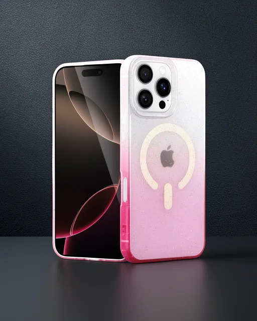 Apple İphone 16 Pro Pummel Shiny Magsafe Kapak - Pembe