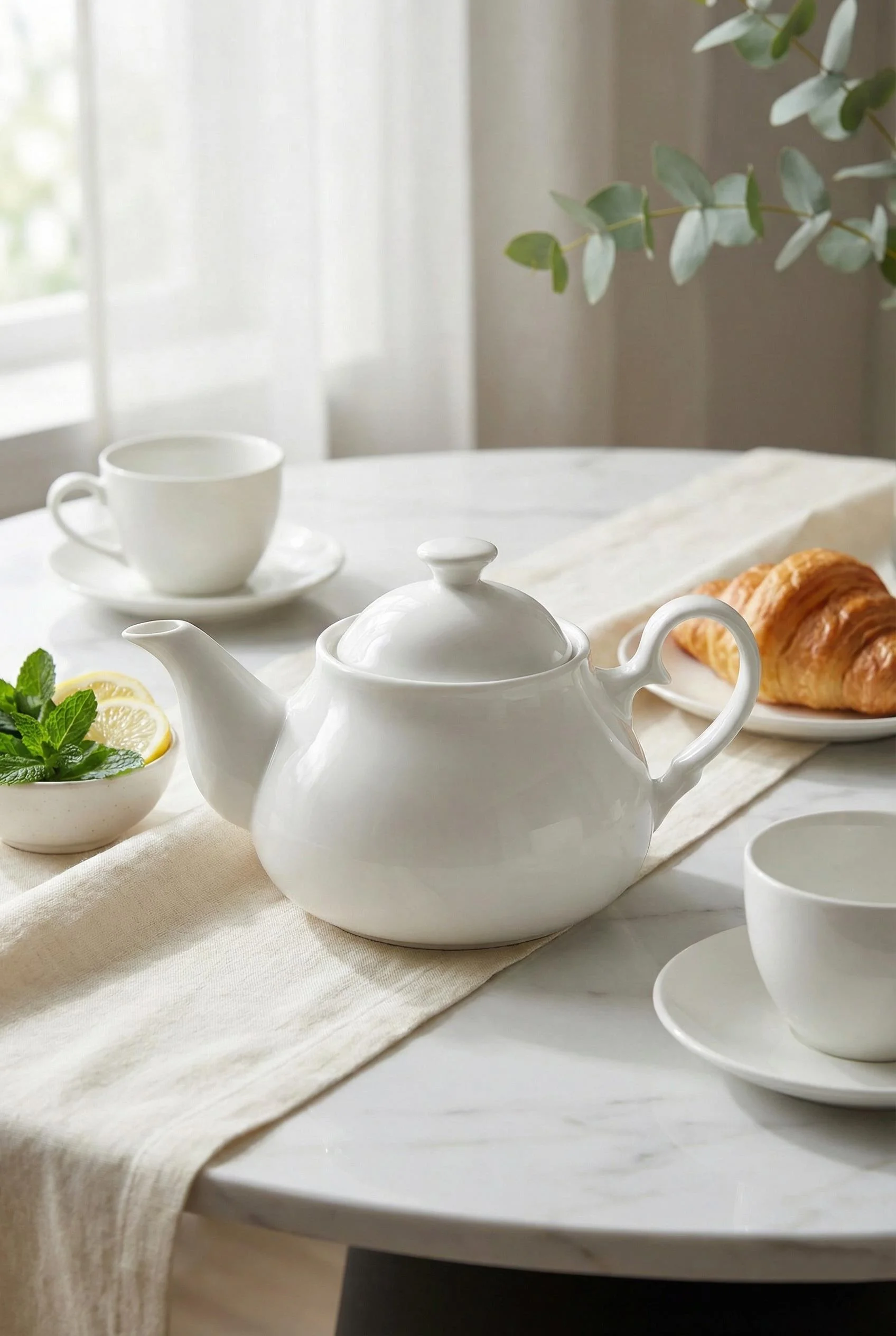 750 ml Beyaz Porselen Demlik & Şık Kahvaltı Ve Çay Saati Sunum Gereci görsel 4
