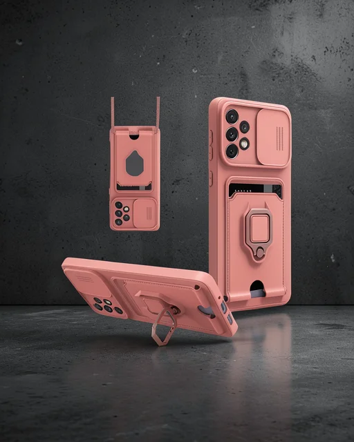 Samsung Galaxy A53 5g Kılıf Zuma Kartvizitli Yüzüklü Silikon - Pembe