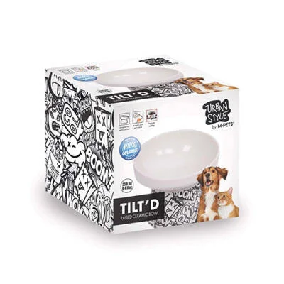 Urban Style Seramik Kedi Mama ve Su Kabı Siyah Beyaz 250 Ml 12x12,5x9,5 Cm