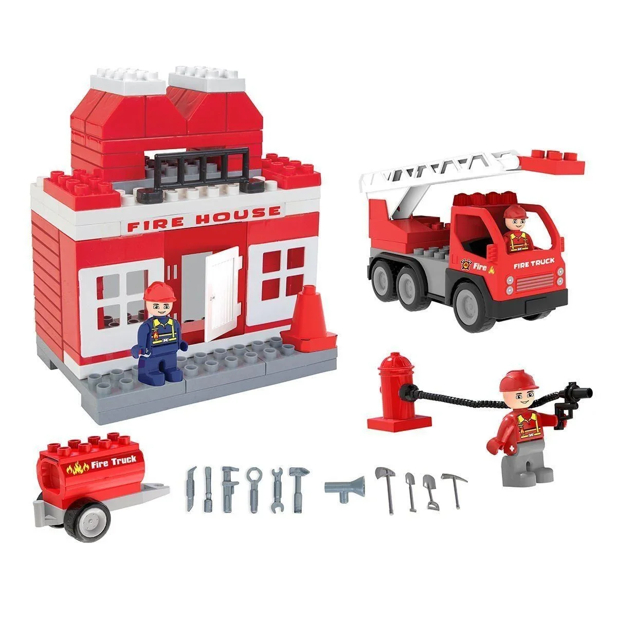 03 610 Double Blocks İtfaiye Seti -Pilsan Oyuncak görsel 2