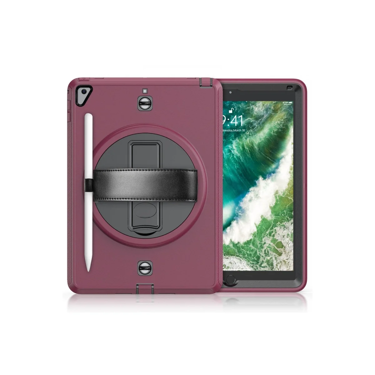 Apple İpad 5 Air 9.7 Kılıf Strap-c Otterbox Tablet Kapak - Mürdüm görsel 2