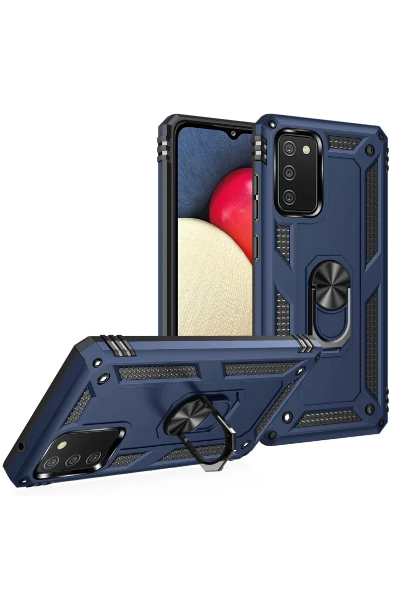 Samsung Galaxy A03S Kılıf Sofya Yüzüklü Silikon Kapak - Lacivert görsel 2