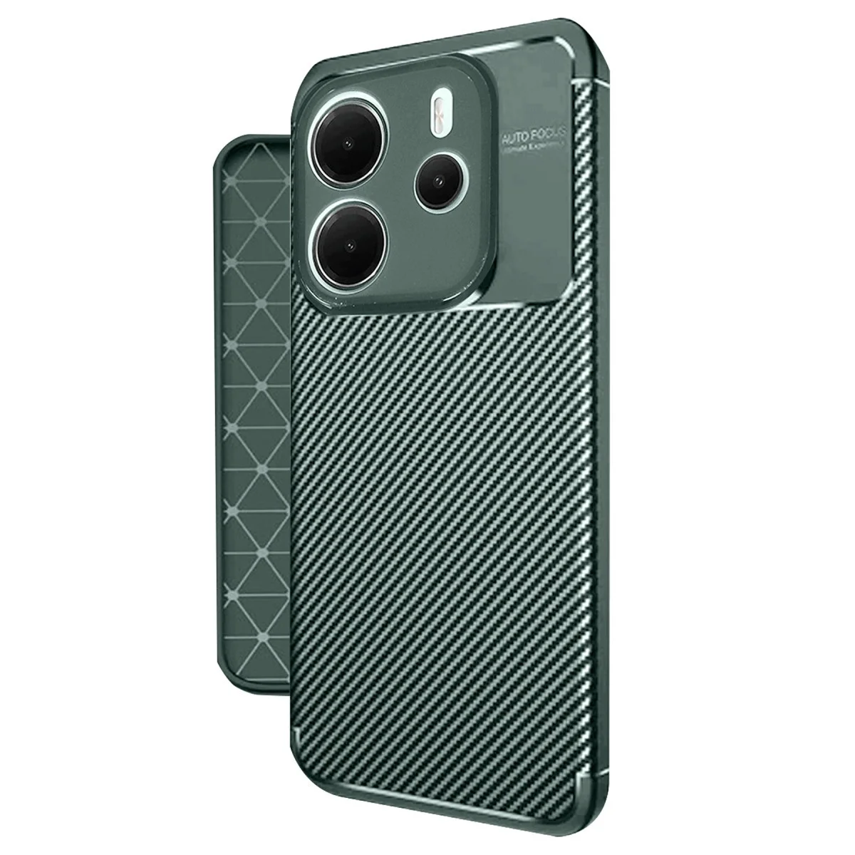 Xiao Red Note 14 4g Kılıf Auto Focus Karbon Kapak - Koyu Yeşil görsel 2