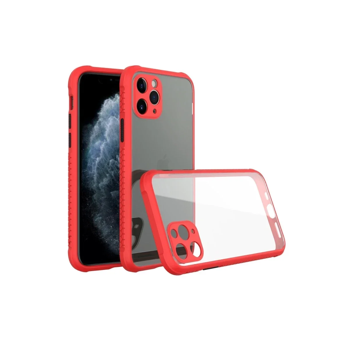 Apple iPhone 11 Pro Max Kılıf a Şeffaf Silikon - Kırmızı görsel 2