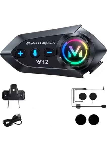 Y12 Motor Kask Kulaklık RGB Modlu Radyolu Motosiklet Kulaklık 5.3 Bluetooth Intercom