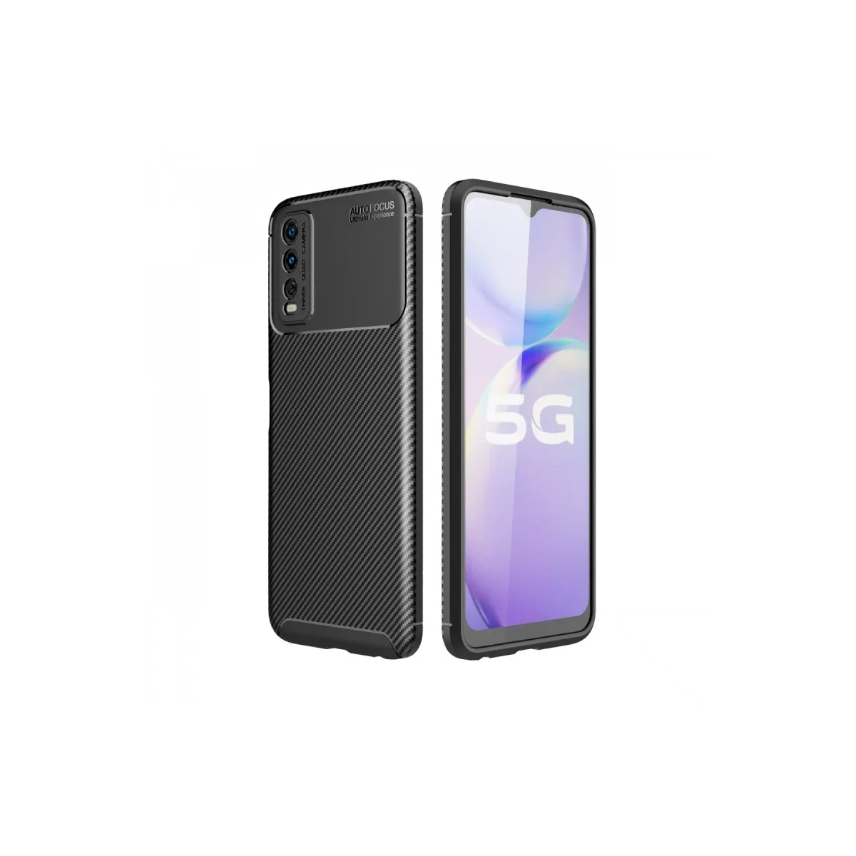 Vivo Y11S Kılıf Auto Focus Karbon Kapak - Siyah