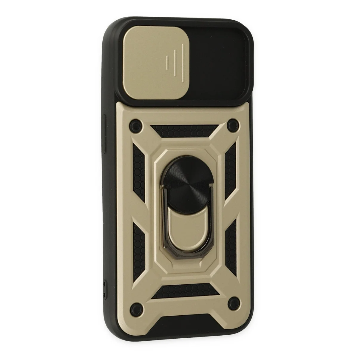Apple İphone 14 Kılıf Pars Lens Yüzüklü Silikon - Gold görsel 2