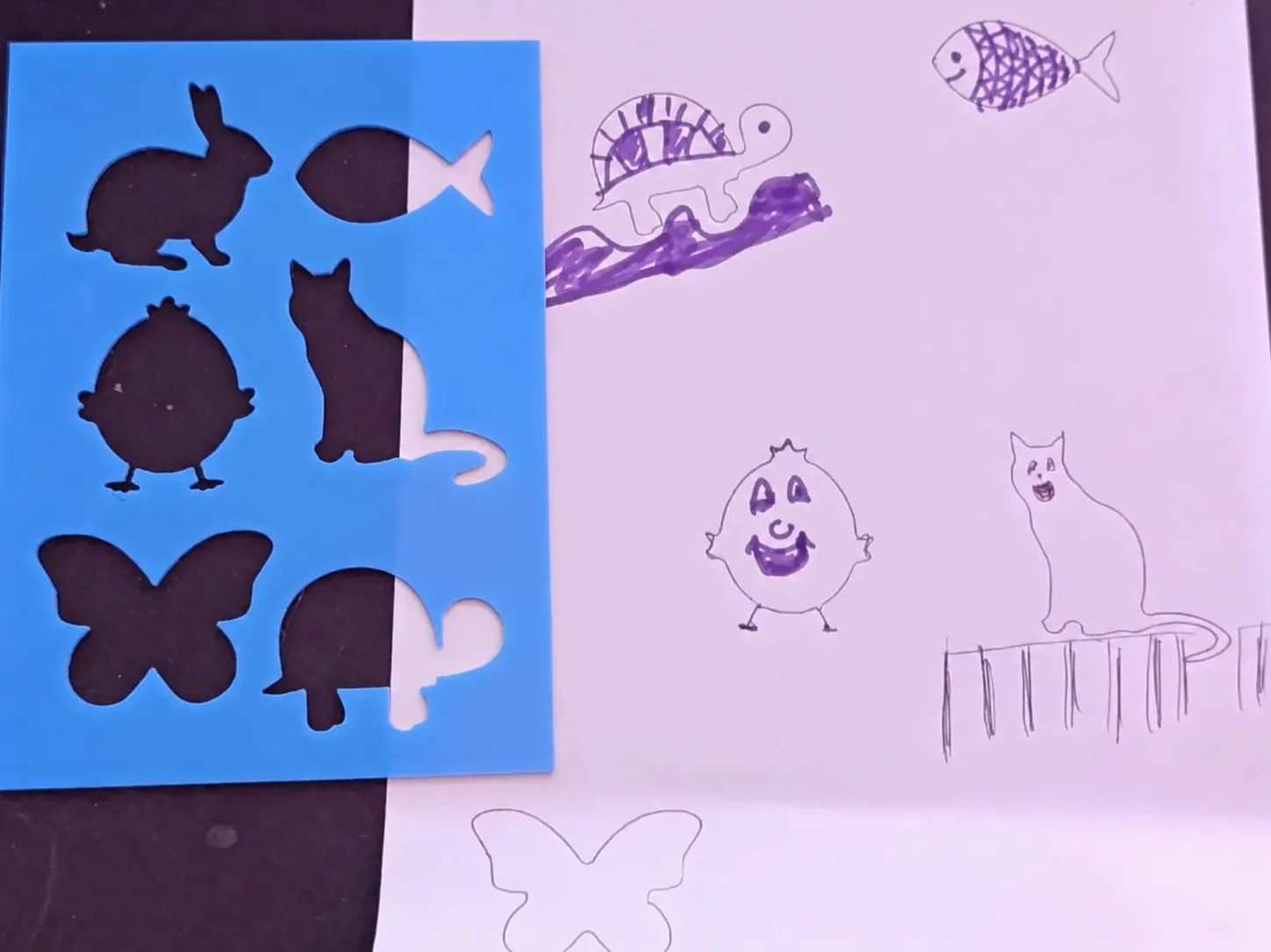3D Baskı Hayvan Figürleri Çizim Şablonu - Çoklu Desen Kalıbı - Mavi