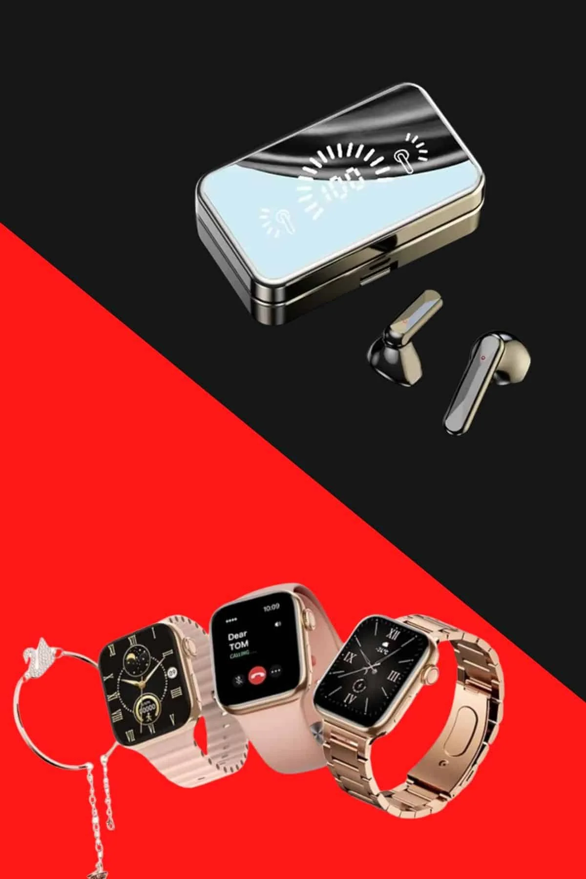 Bileklikli Amoled Ekran Akıllı Saat ve Dijital Göstergeli Kablosuz Bluetooth Kulaklık ANC/ ENC görsel 5