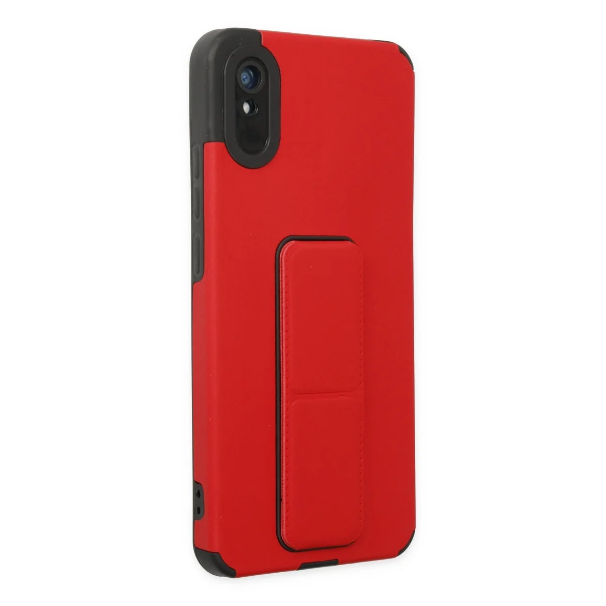 Xiaomi Redmi 9a Kılıf Mega Standlı Silikon - Kırmızı görsel 2