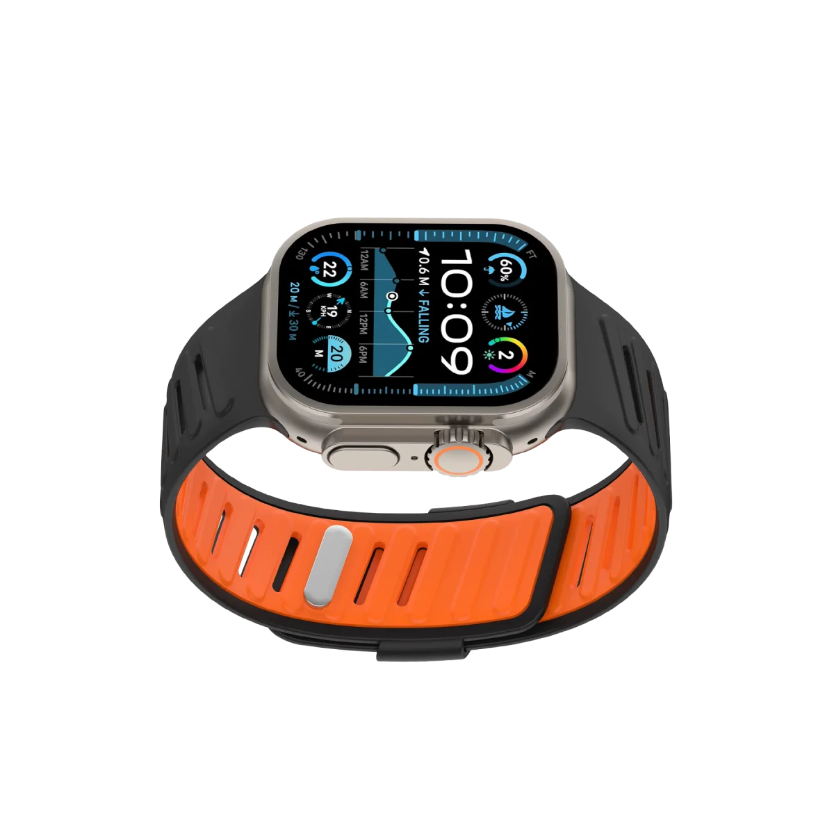 Apple Watch Ultra 49mm Twin Silikon Kordon - Siyah-Turuncu görsel 2