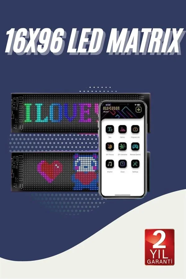 Cama Yapışan En Büyük Boy Telefon Kontrollü Led Ekran Digital Araba Yazısı görsel 2