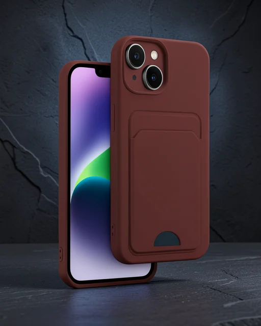 Apple İphone 14 Kılıf Kelvin Kartvizitli Silikon - Bordo