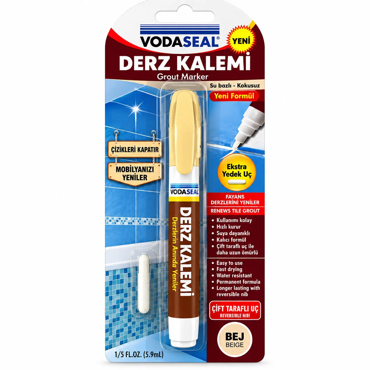 10 Adet Bej Derz Kalemi Su Bazlı - Kokusuz Yedek Uç