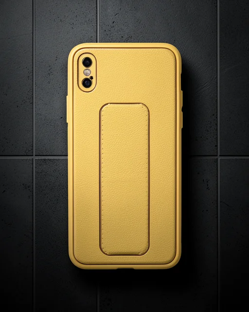 Apple İphone Xs Max Kılıf Coco Deri Standlı Kapak - Sarı
