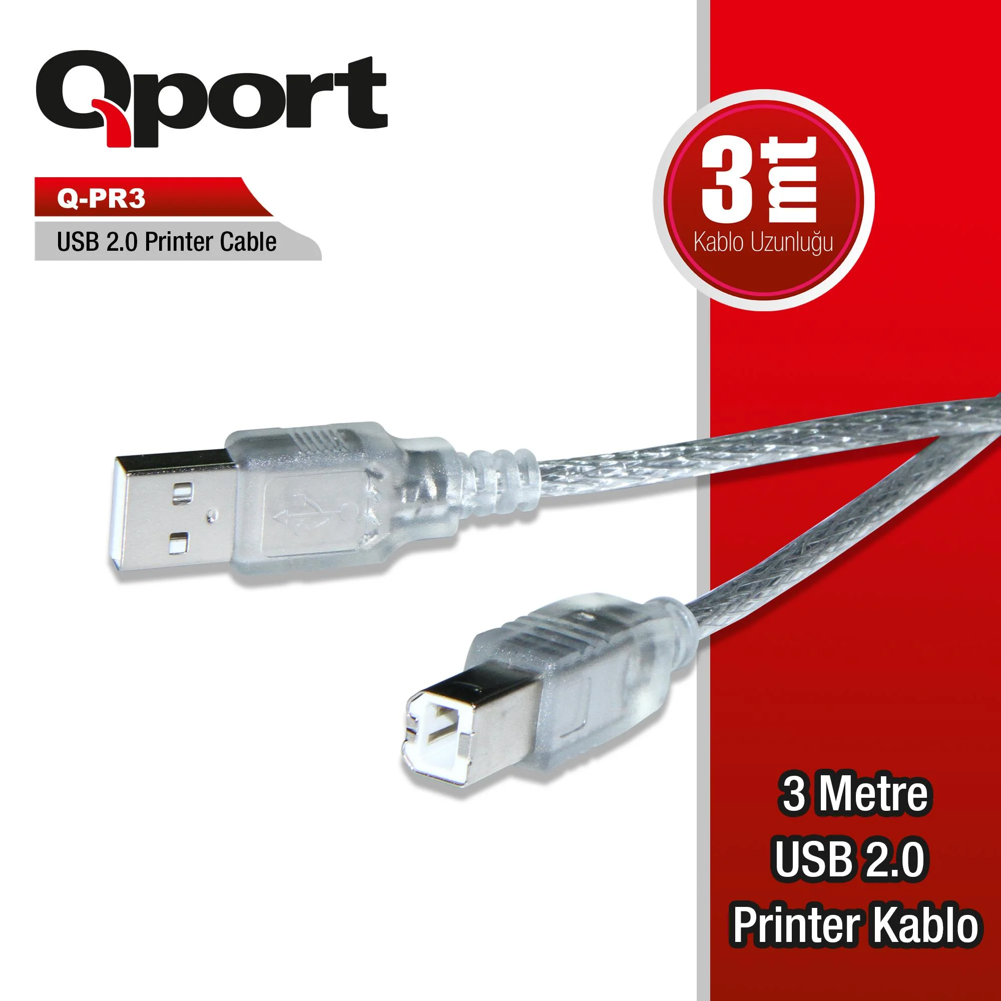 Q-PR3 Usb 2.0 3M Prınter Kablosu görsel 2