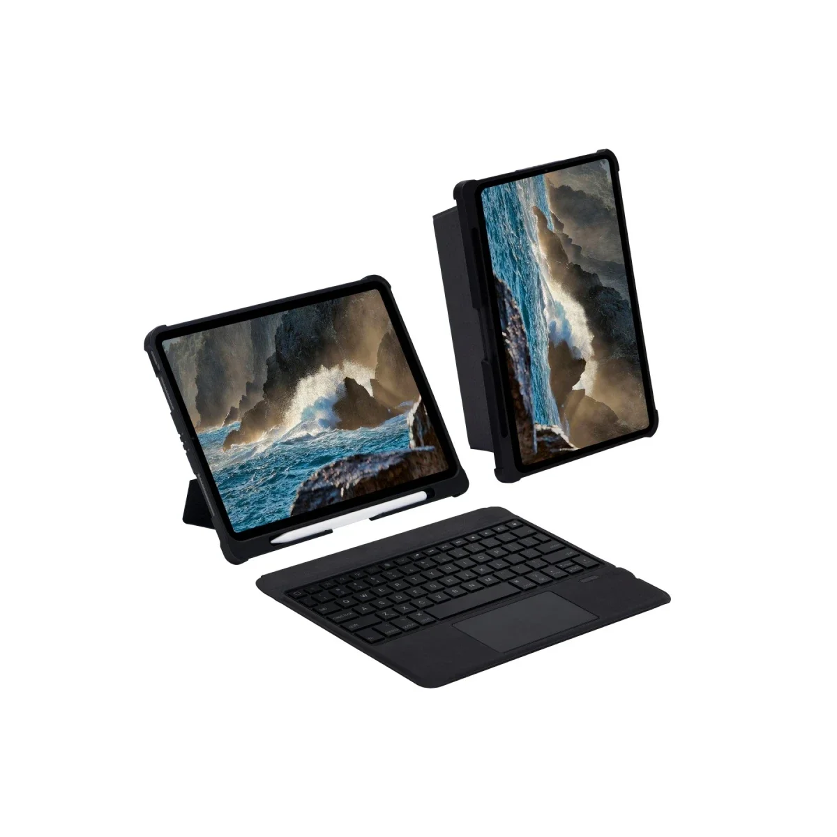 Apple T5209D iPad Pro 12.9 (2021) Kılıf İnter Ledli Klavyeli Tablet Kılıfı - Siyah görsel 3
