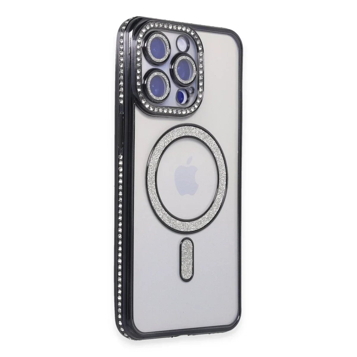 Apple iPhone 14 Pro Kılıf Joke Simli Magneticsafe Kılıf - Siyah görsel 2