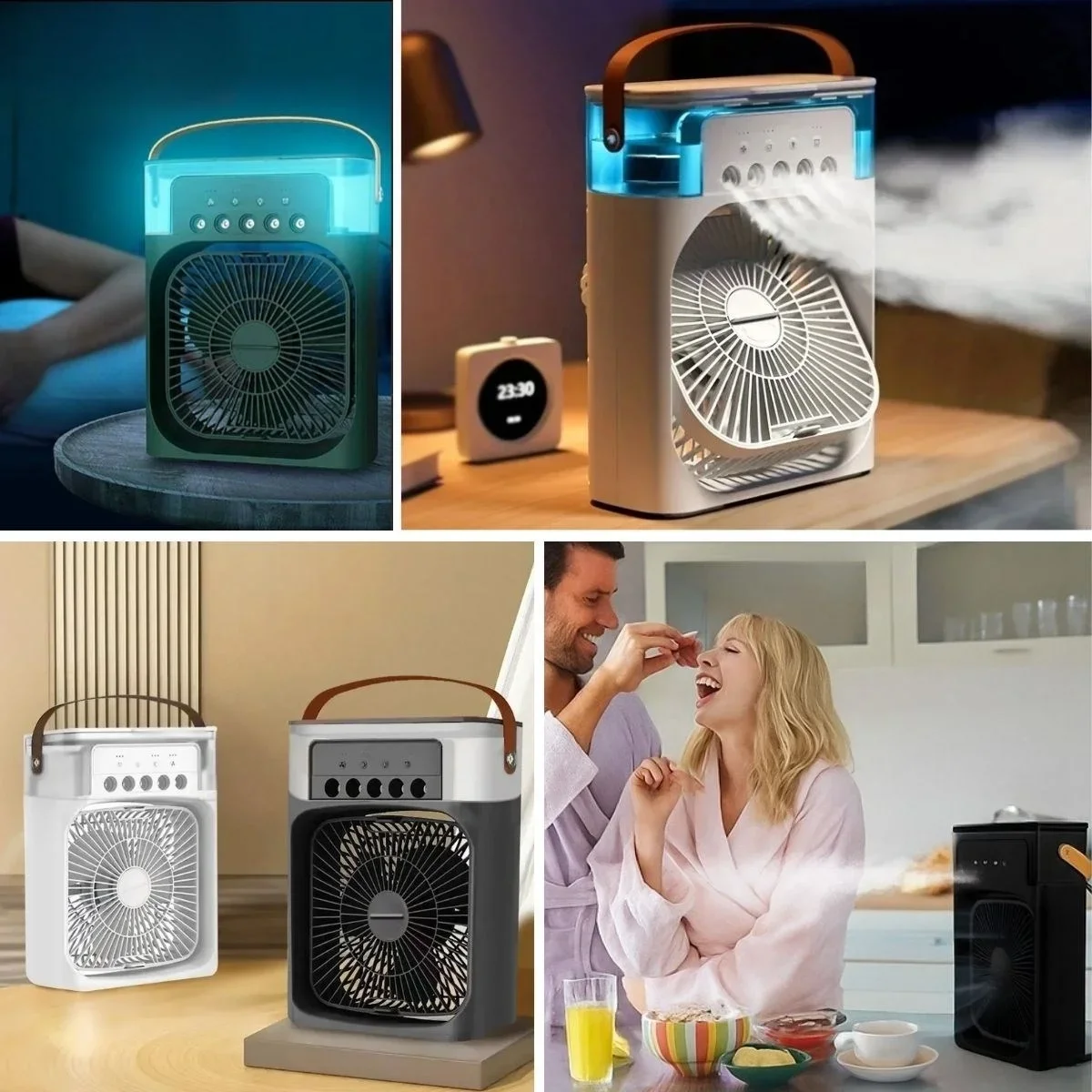 ieg™ Taşınabilir 3 Farklı Mod Ayarlı 7 Farklı Led Işıklı Sulu Soğutmalı Taşınabilir Masaüstü USB Fan Vantilatör görsel 5