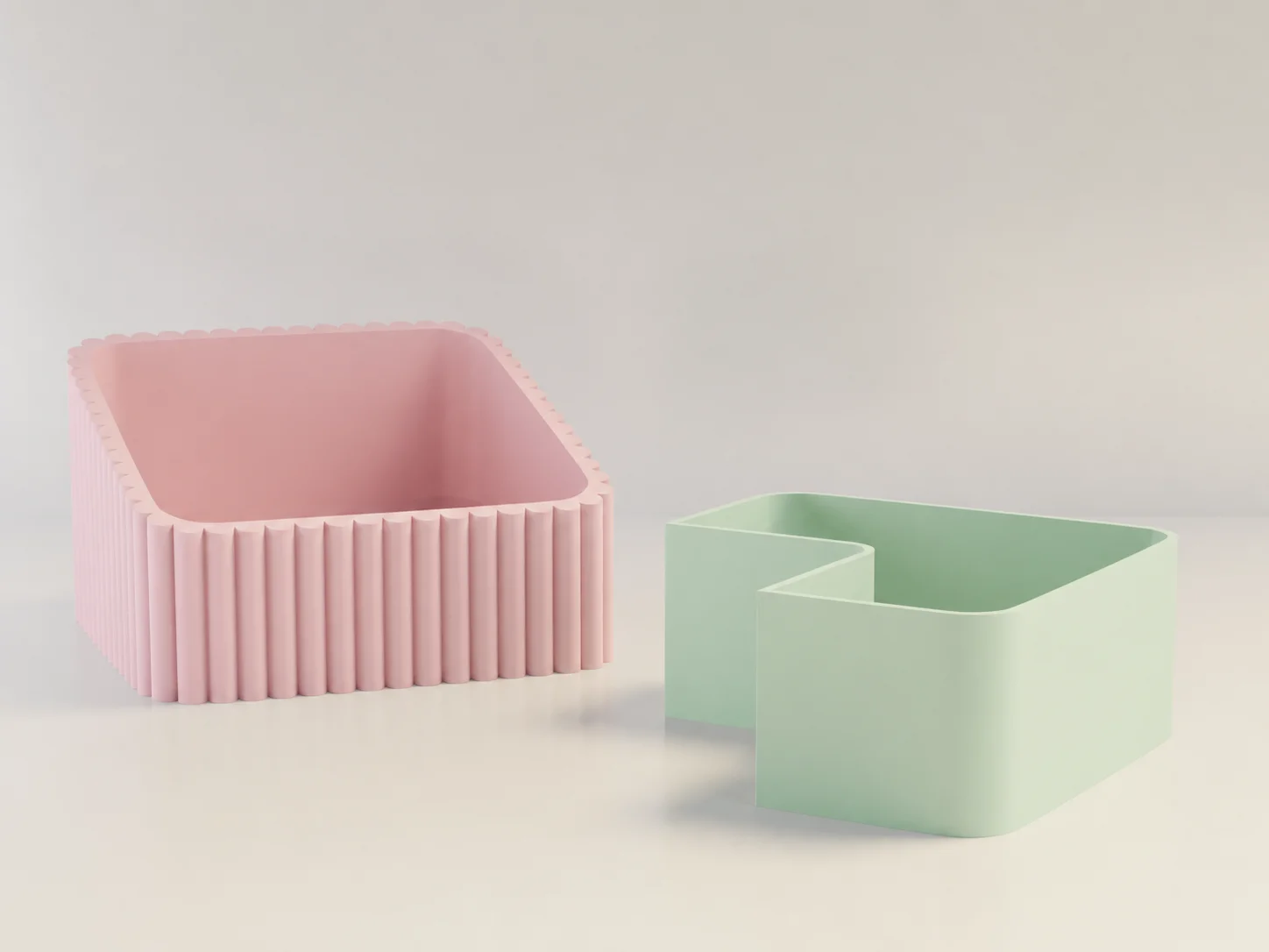3D Baskı Fıstık Kasesi - Çift Hazneli Kabuk Ayırıcı Sunum Kasesi - Pembe Mint görsel 2