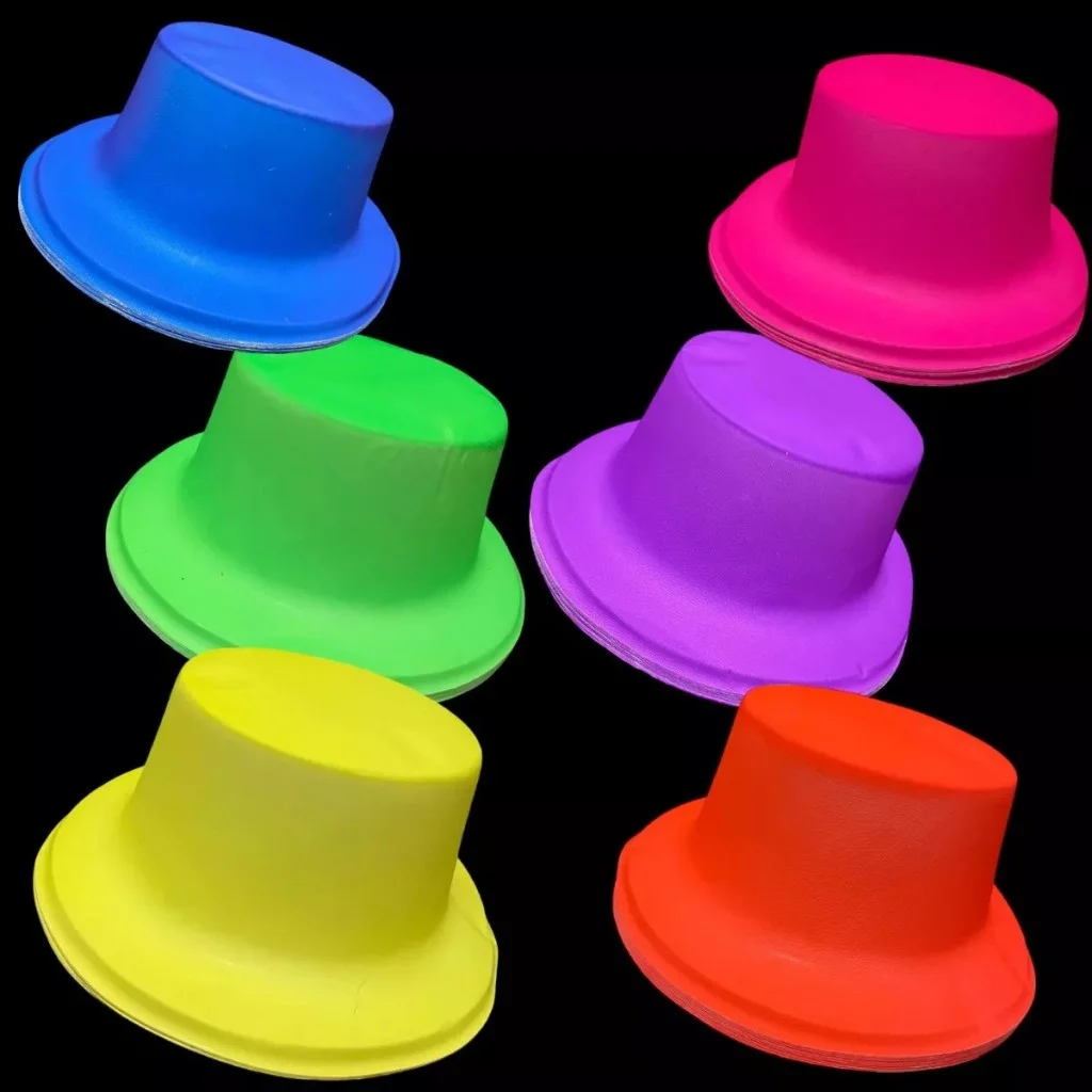 Neon Partisi Sarı Renk Plastik Fötr Şapka görsel 4