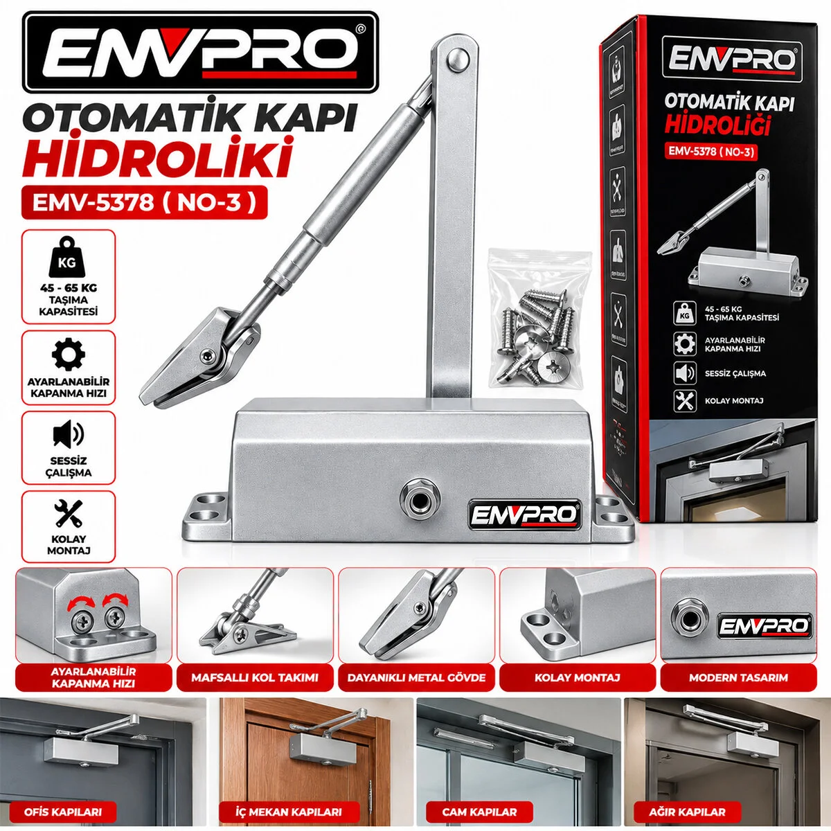 NO-3 Otomatik Kapı Hidrolik 45-65KG EMV-5378 görsel 2