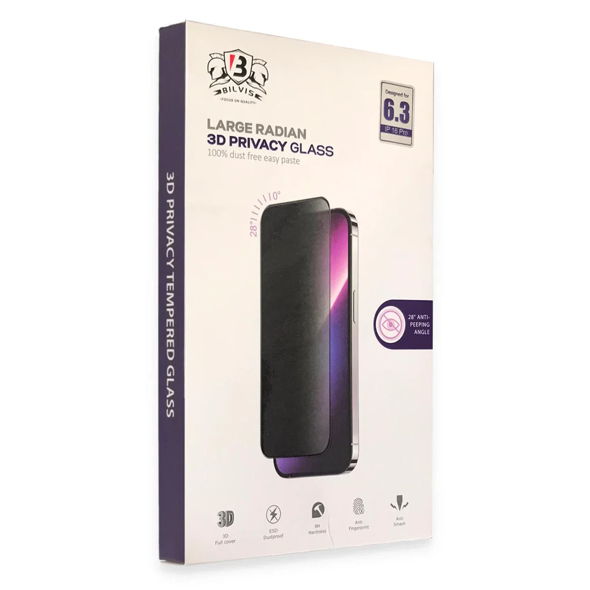 Apple iPhone 16 Pro Bilvis 3D Radian Hayalet Cam Ekran Koruyucu görsel 3