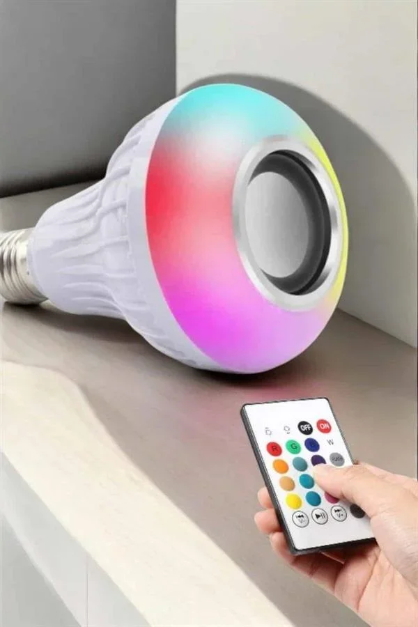 Kablosuz Bluetooth Hoparlör Led Lamba görsel 5