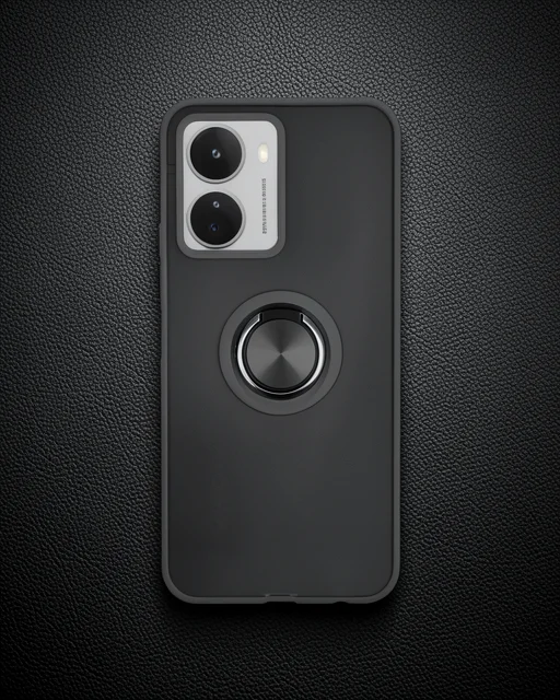 Vivo Y16 Kılıf Montreal Yüzüklü Silikon Kapak - Siyah