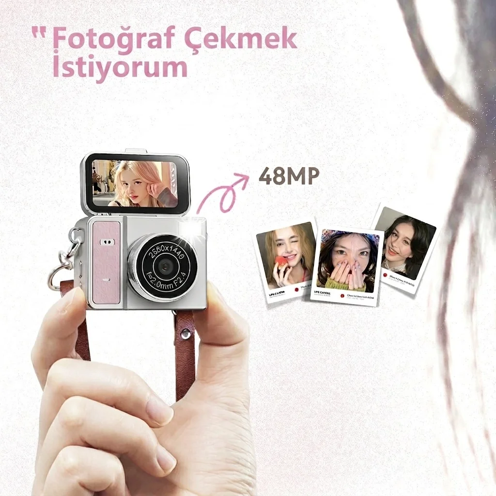 2K ni Dijital Retro Video Kamera Flaşlı Dijital Vlog ni Fotoğraf Makinesi Türkçe Menü Yeşil görsel 6