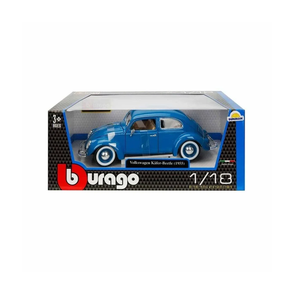 12029 Sunman, 1:18 Volkswagen Kafer Beetle 1955 Model Araba görsel 2
