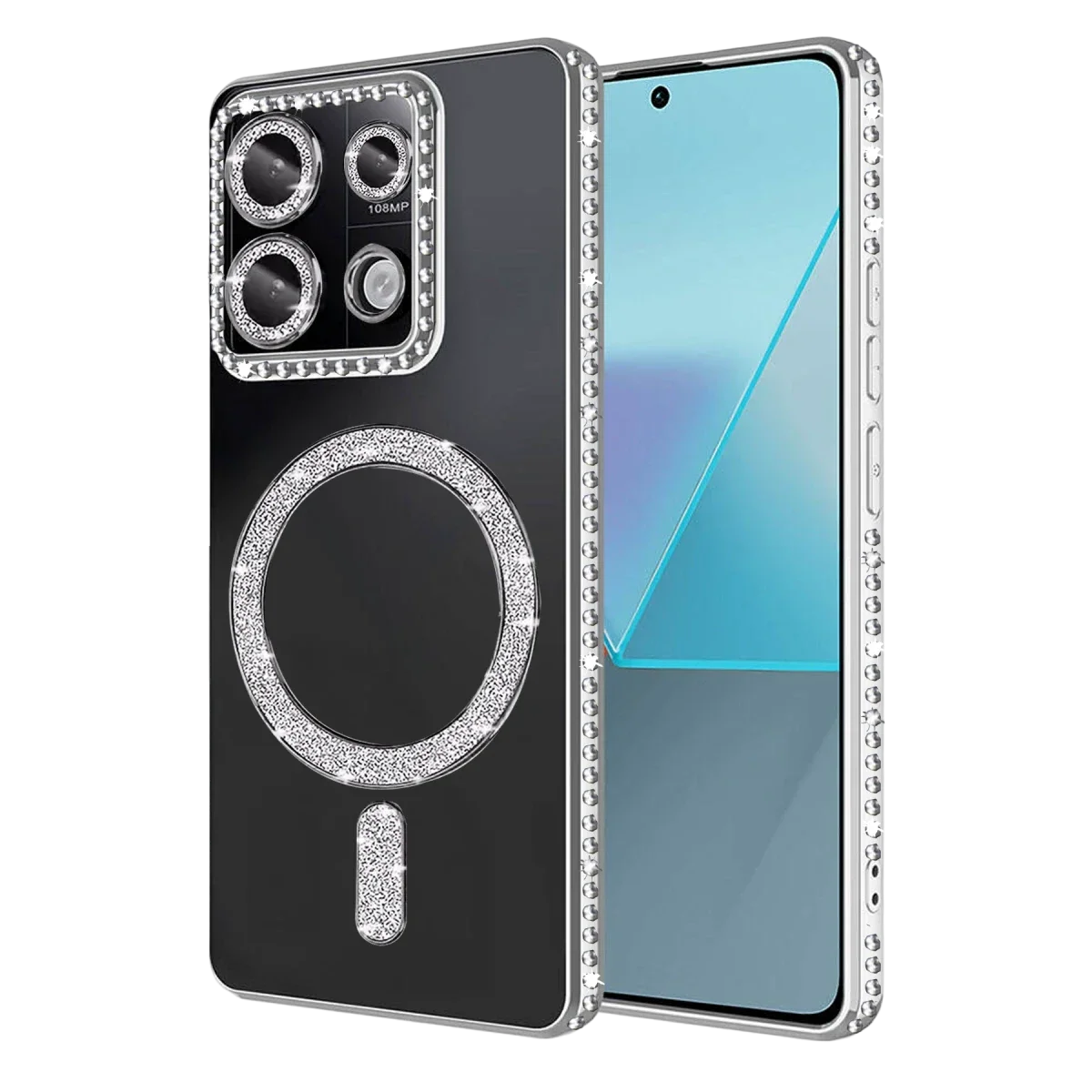 Xiaomi Redmi Note 13 Pro 4G Joke Simli Magneticsafe Kılıf - Gümüş