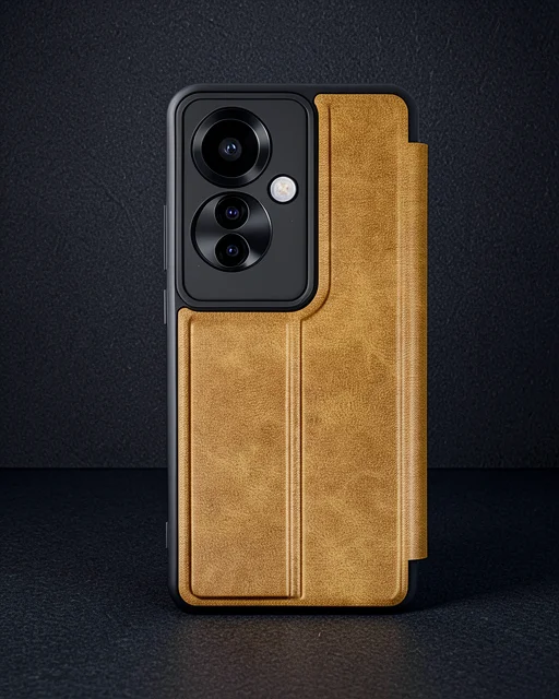 Oppo Reno 11f Kılıf Flip Cover - Taba