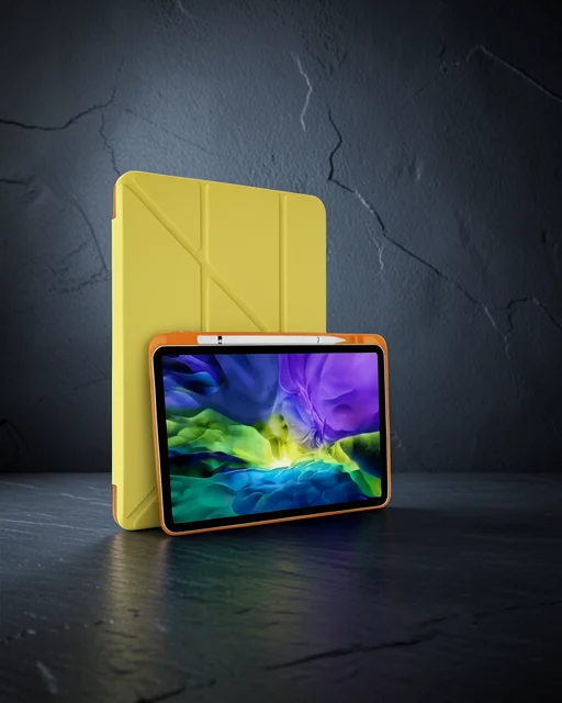 Apple İpad Pro 11 (2018) Kılıf Kalemlikli Mars Tablet Kılıfı - Açık Sarı