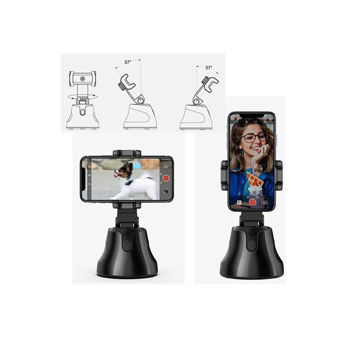 Apai Genie 360 Derece Takip Etme Özellikli Selfie Gimbal - Siyah görsel 2