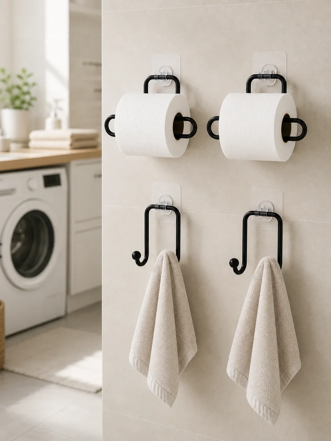 Banyo ve Mutfak İçin 4 Parça Set 2 Adet Kağıtlık 2 Adet Havlu Askısı görsel 4