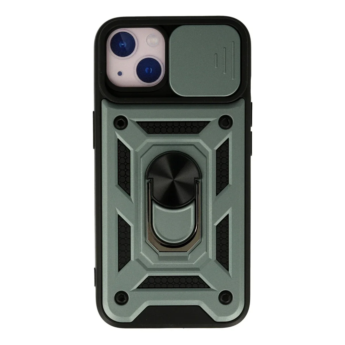 Apple iPhone 13 Kılıf Pars Lens Yüzüklü Silikon - Yeşil