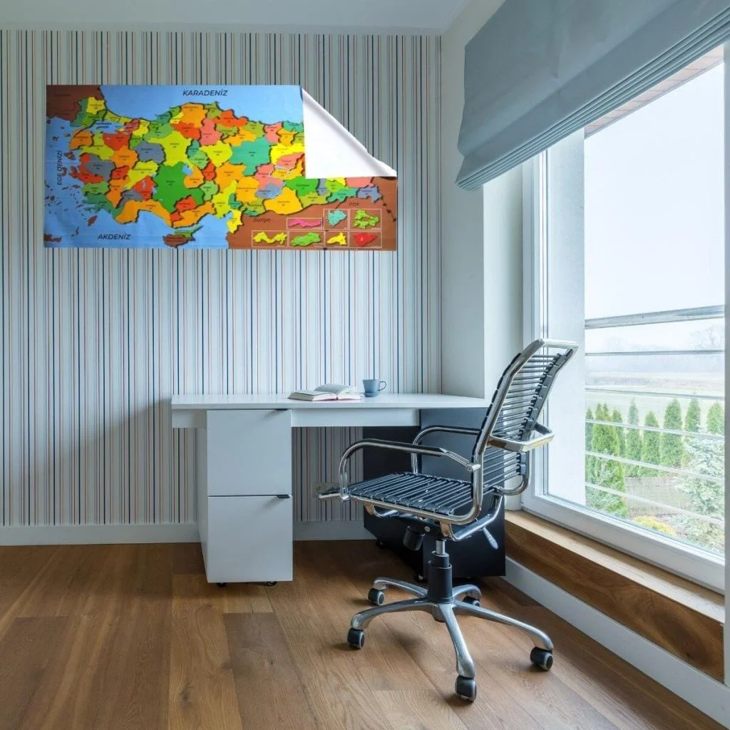 Renkli Türkiye Haritası Manyetik Yapıştırıcı Gerektirmeyen Duvar Stickerı 118 CM * 56 CM (adet fiyatıdır) görsel 3
