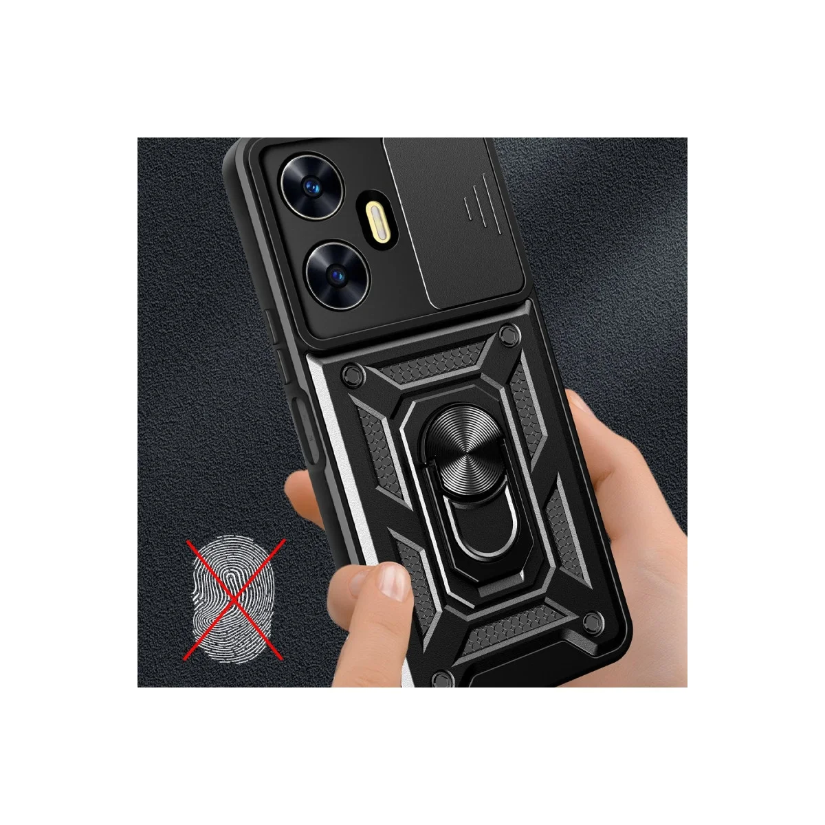 Realme C55 Kılıf Pars Lens Yüzüklü Silikon - Siyah görsel 3