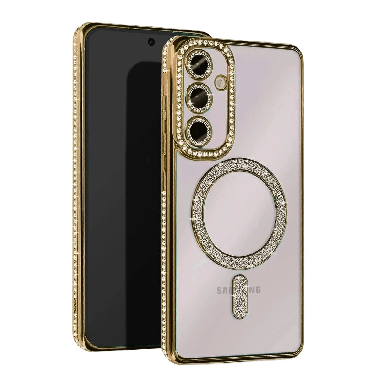 Samsung Galaxy A55 5g Joke Simli Magneticsafe Kılıf - Gold