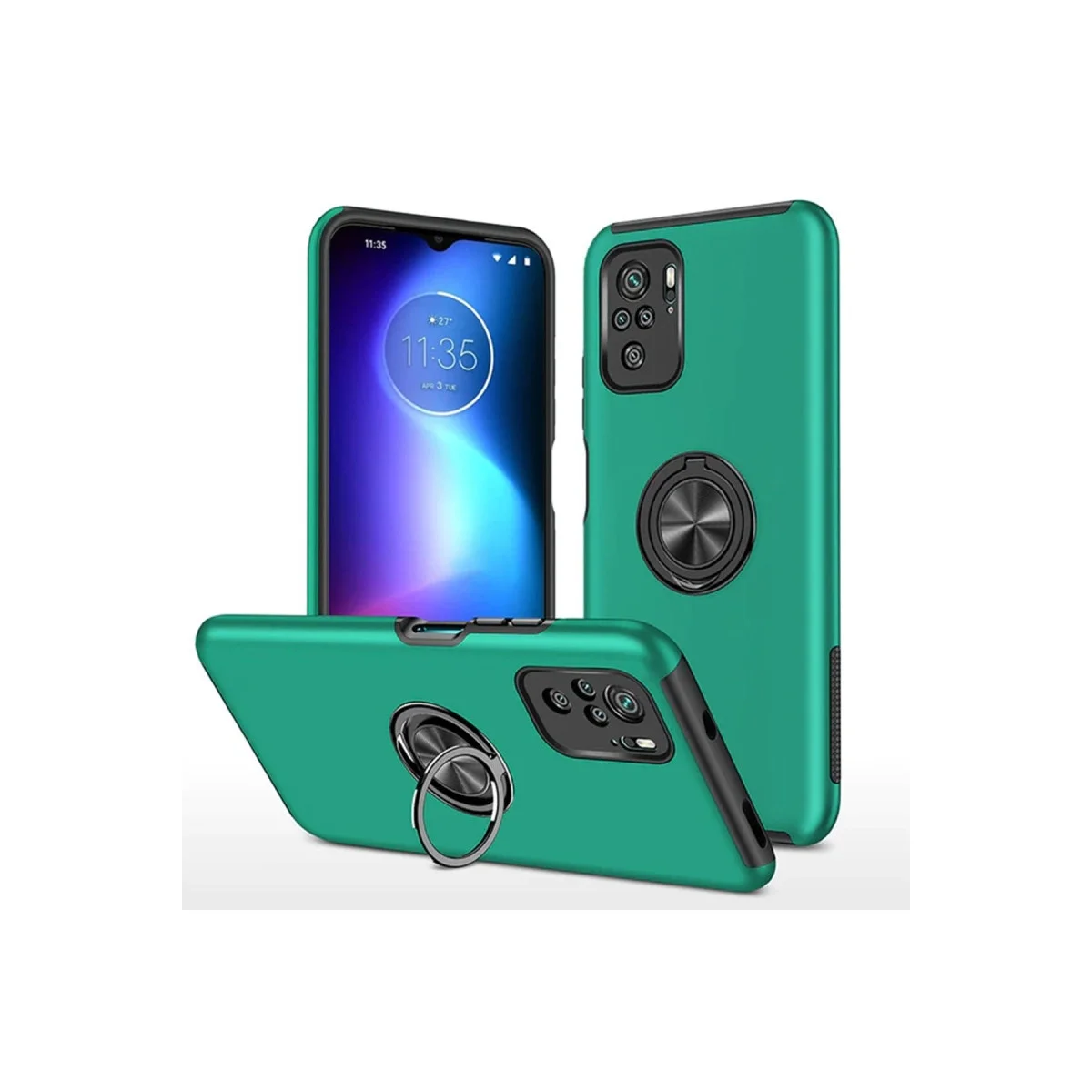 Xiaomi Poco F3 Kılıf Elit Yüzüklü Kapak - Yeşil